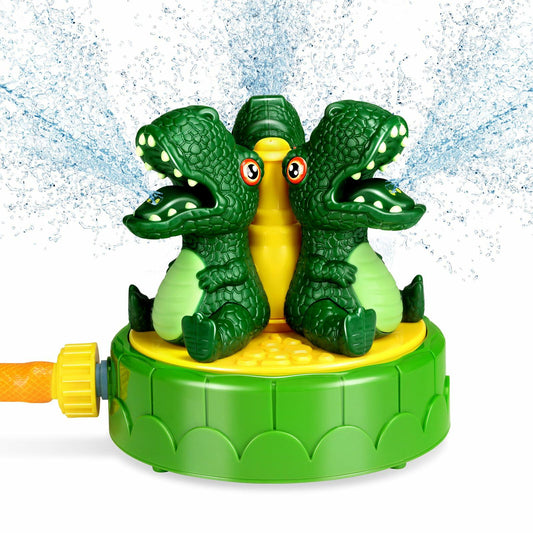 wodiguig Dinosaur Kids Water Sprinkler Green with Rotating Nozzles Hose