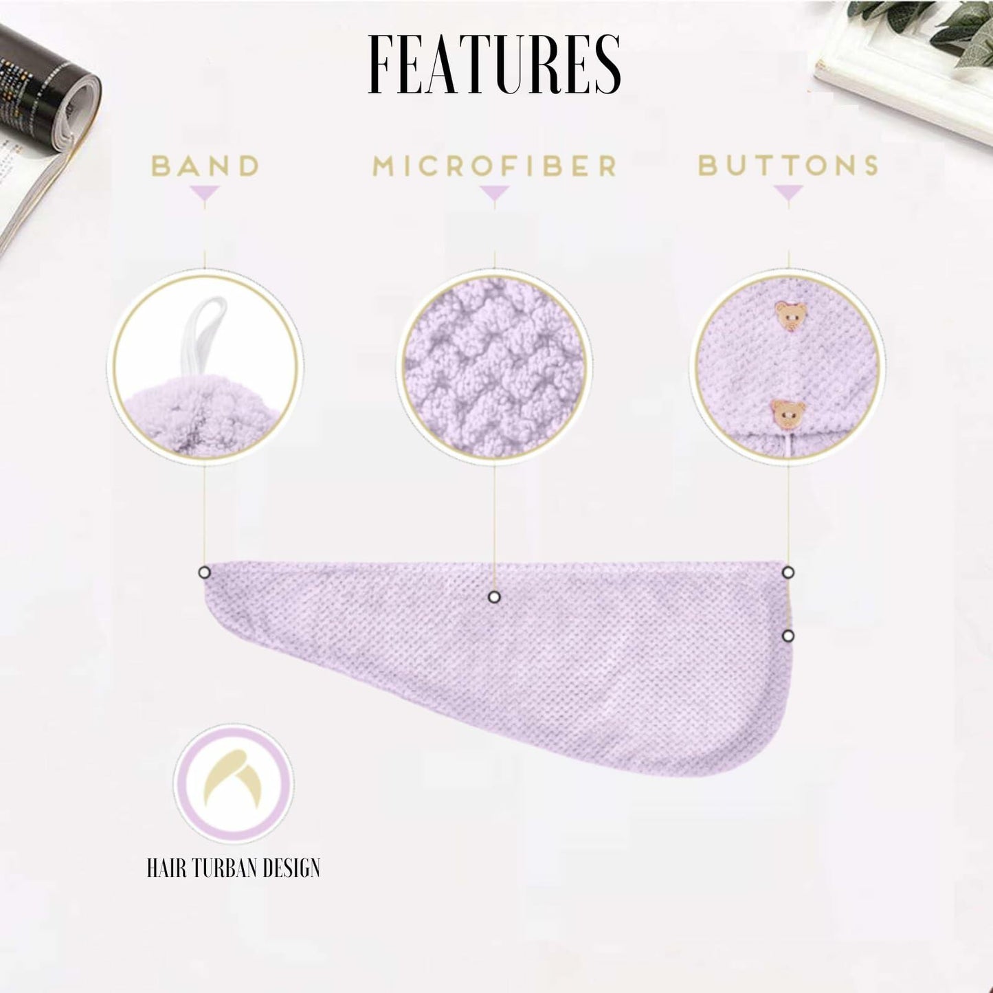 Veifeiry 3 PCS Microfiber Hair Towel Wrap Soft Lightweight Gray