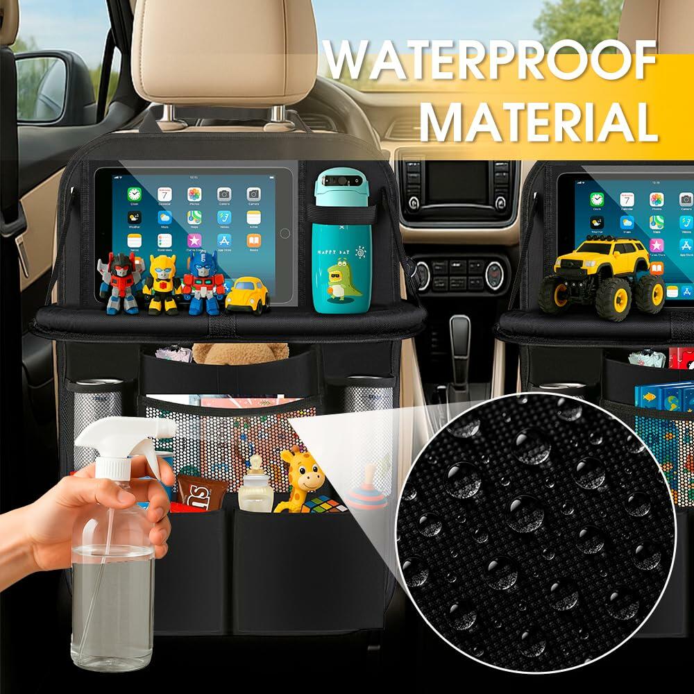 quiheat Backseat Car Organizer 2 Pack Black Waterproof 9 Pockets Tablet Holder