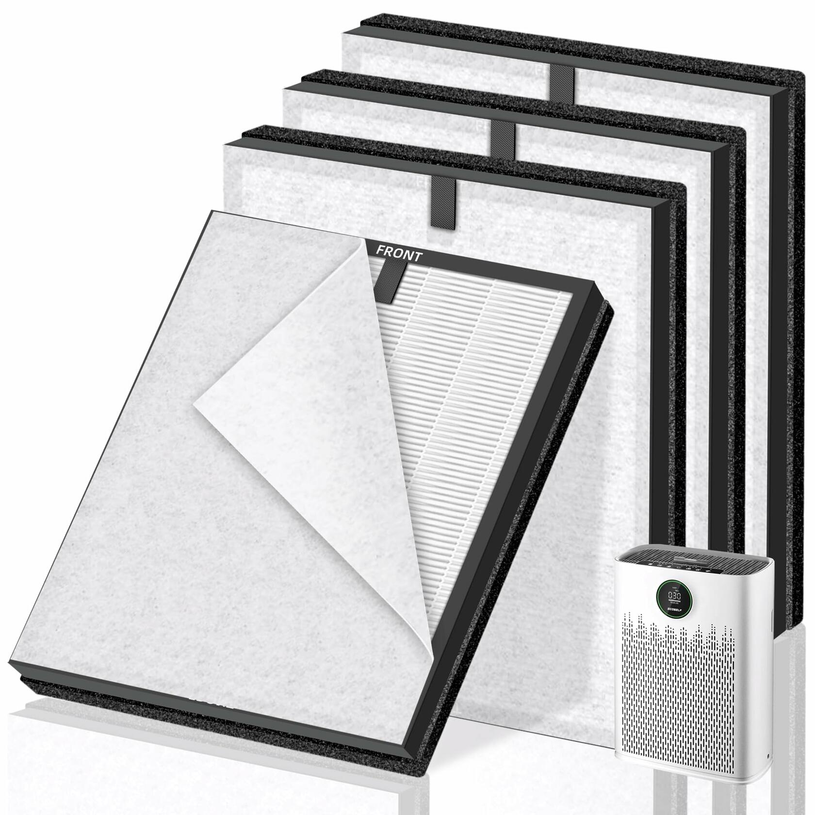 Pulluty HAP603 Replacement 3-in-1 H13 HEPA Activated Carbon Filter 4 Pack White