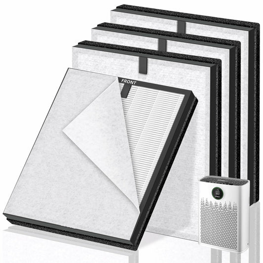 Pulluty HAP603 Replacement 3-in-1 H13 HEPA Activated Carbon Filter 4 Pack White