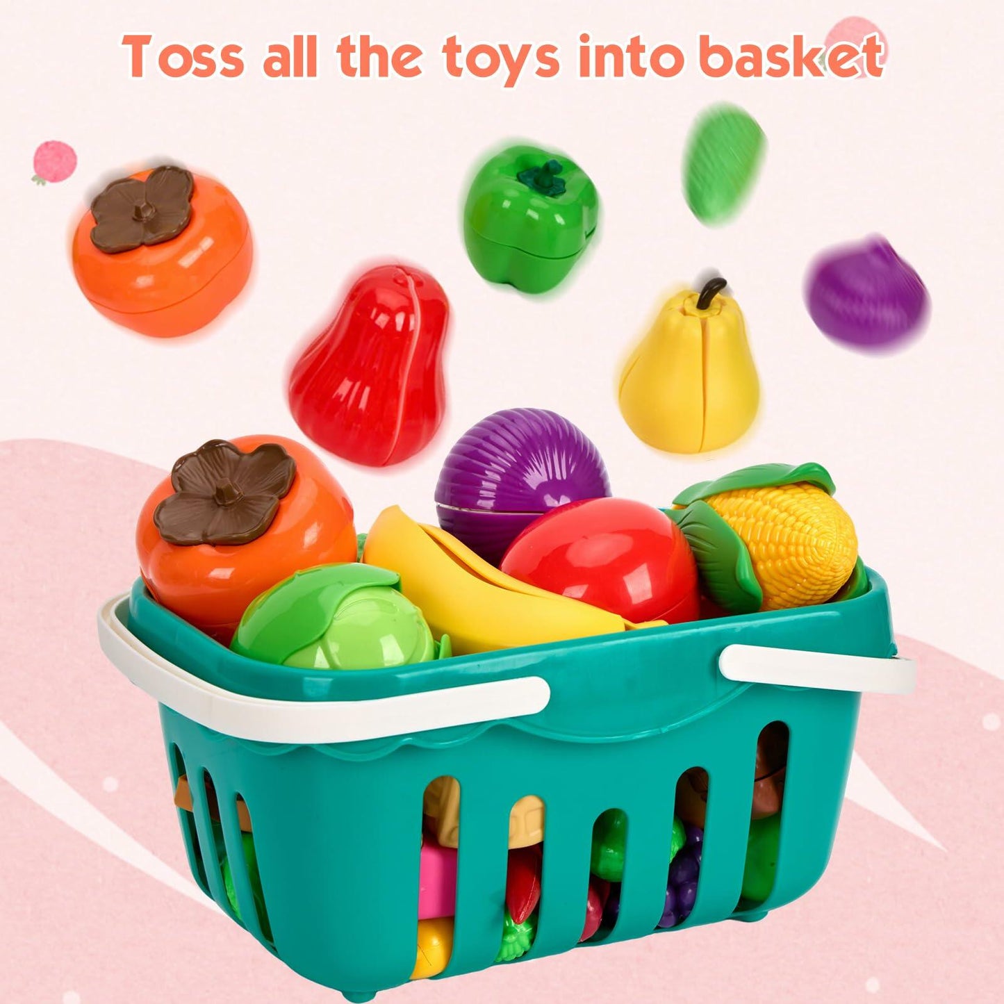 Bruvoalon 200Pcs Mini Play Kitchen Accessories Set Pink ABS Cookware Tableware