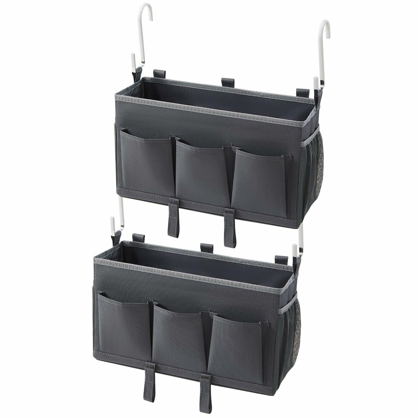 Berdeng Bedside Organizer Caddy 3 Pockets Mesh Side Pocket Gray 2 Pack