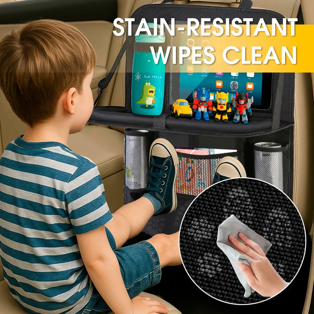 quiheat Backseat Car Organizer 2 Pack Black Waterproof 9 Pockets Tablet Holder