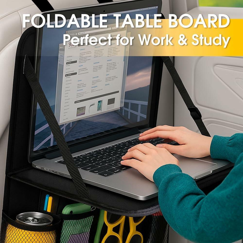 quiheat Backseat Car Organizer 2 Pack Black Waterproof 9 Pockets Tablet Holder