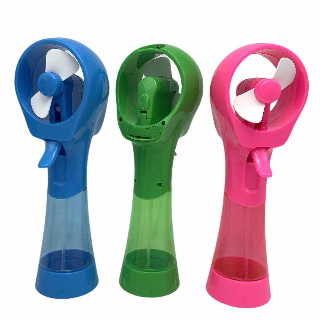 Keaid Deluxe Handheld Battery Powered Water Misting Fan 3 Pack Blue/Green/Pink