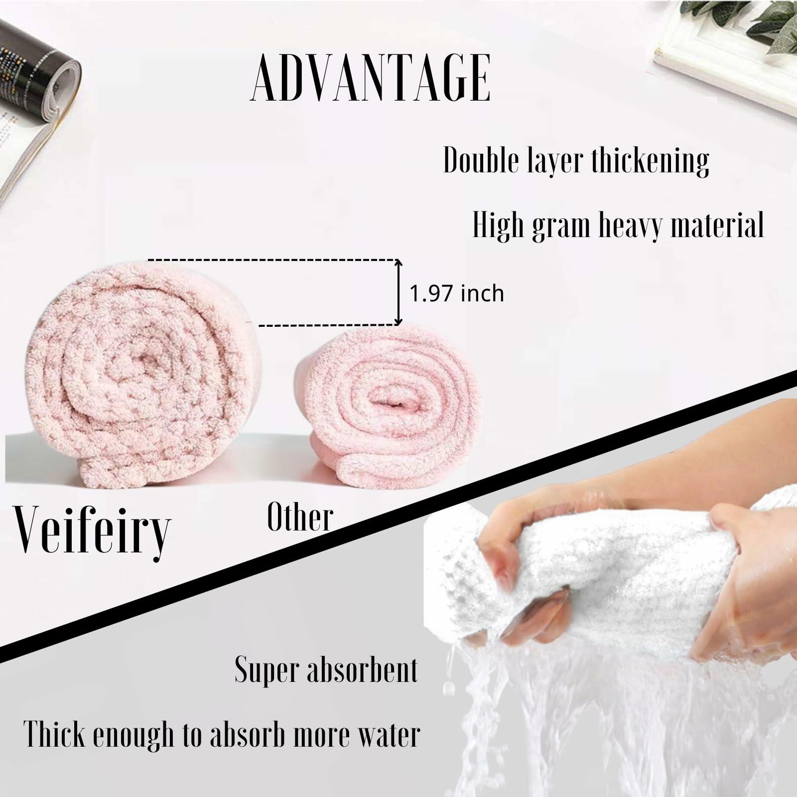 Veifeiry 3 PCS Microfiber Hair Towel Wrap Soft Lightweight Gray