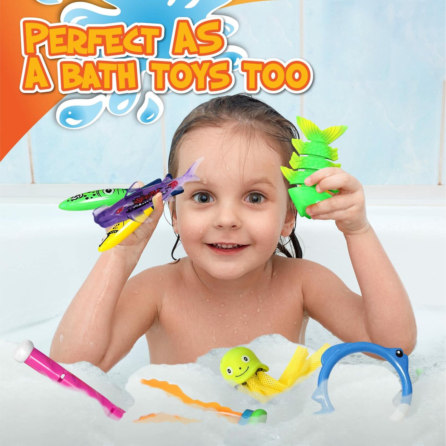 [Like New] Chuchik 30 Pcs Multicolor Diving Toys for Kids Ages 4-12 with Storage Bag