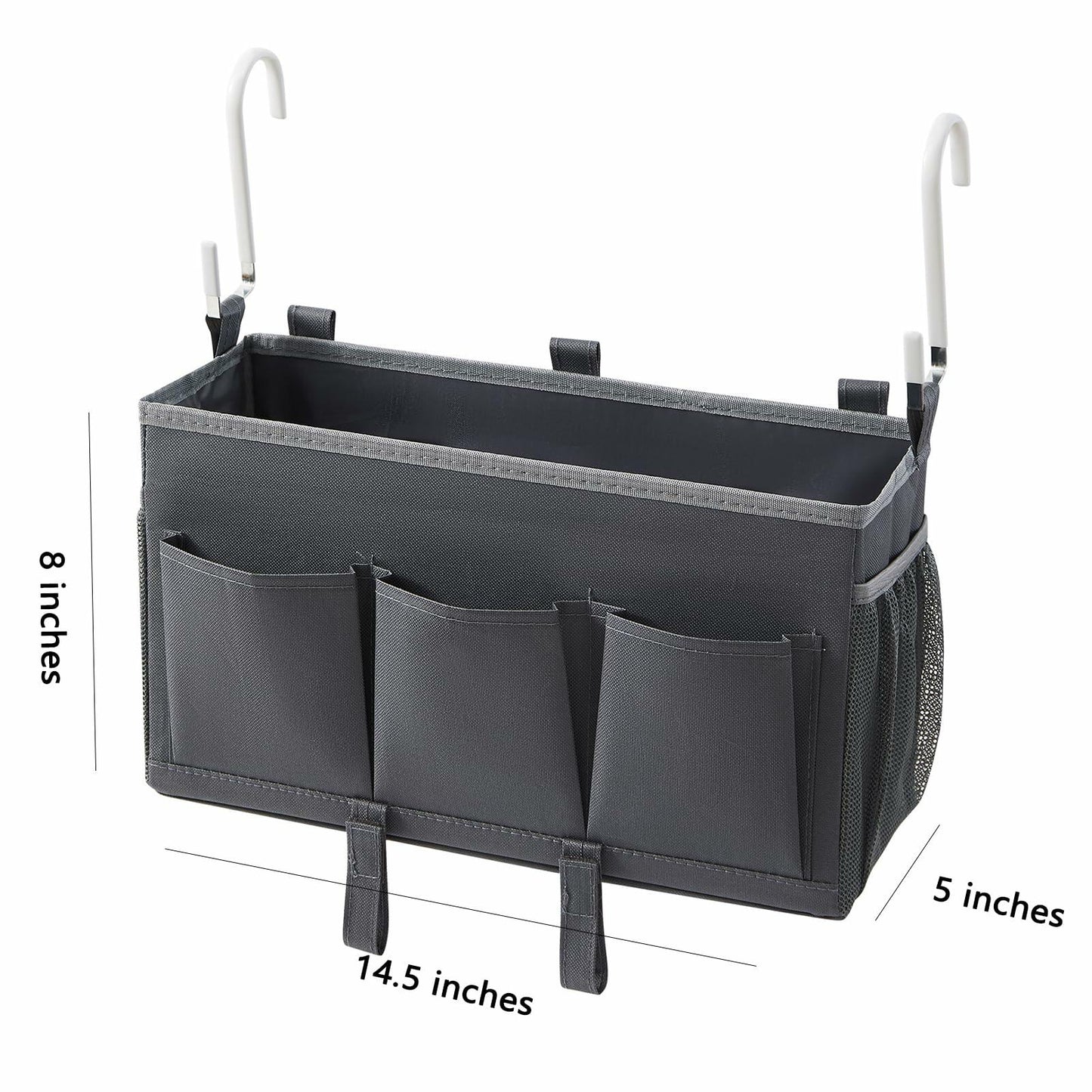 Berdeng Bedside Organizer Caddy 3 Pockets Mesh Side Pocket Gray 2 Pack