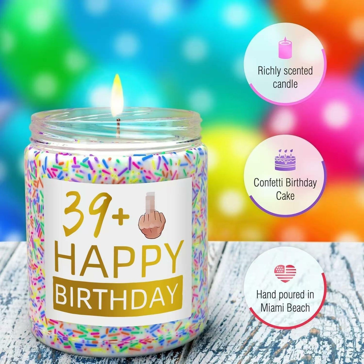XIZIDA Funny 40th Birthday Candle Lavender Scented Soy Wax 9oz Glass Gift