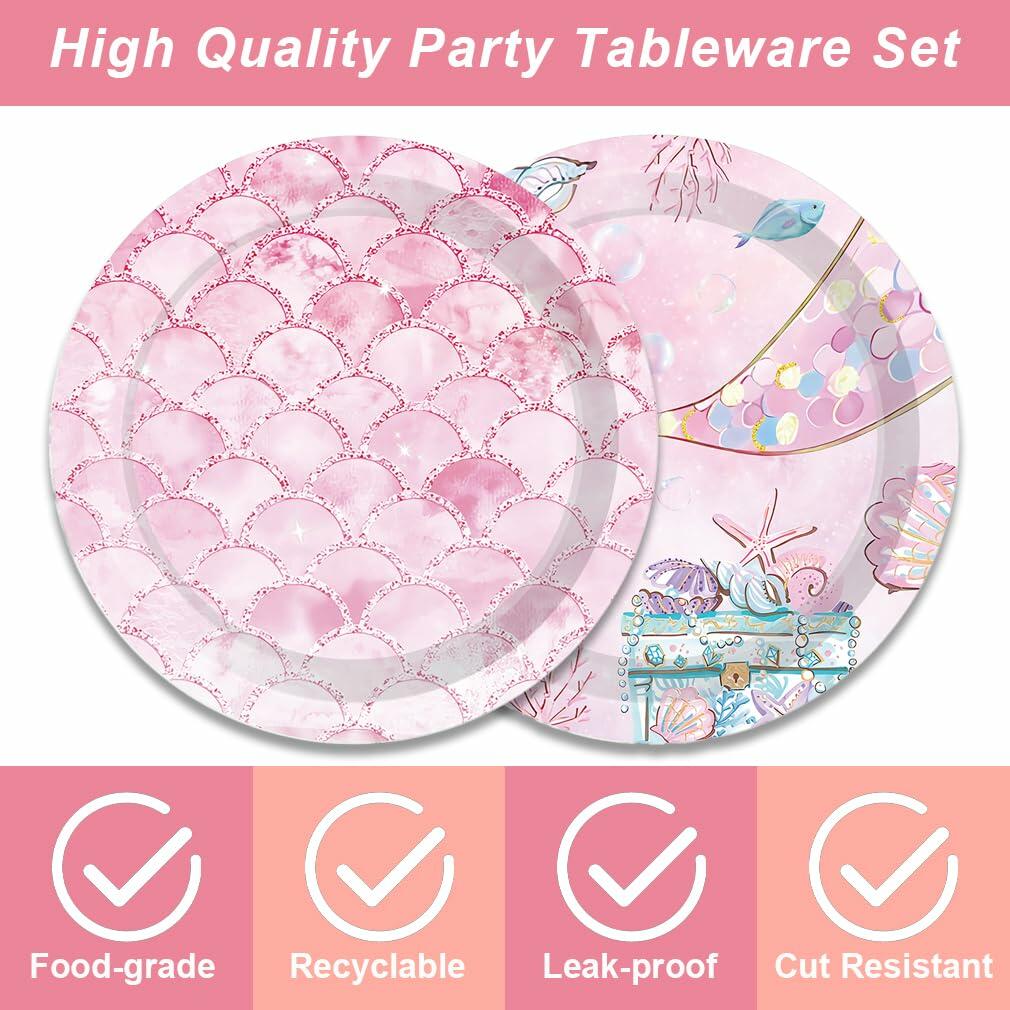 40Pcs Mermaid Themed Party Supplies for Girls Baby Shower Under the Sea Little