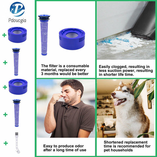 Pdoucgia Vacuum Filter 4 Pack (2 Pre + 2 Post) for Dyson V8 V7 Absolute