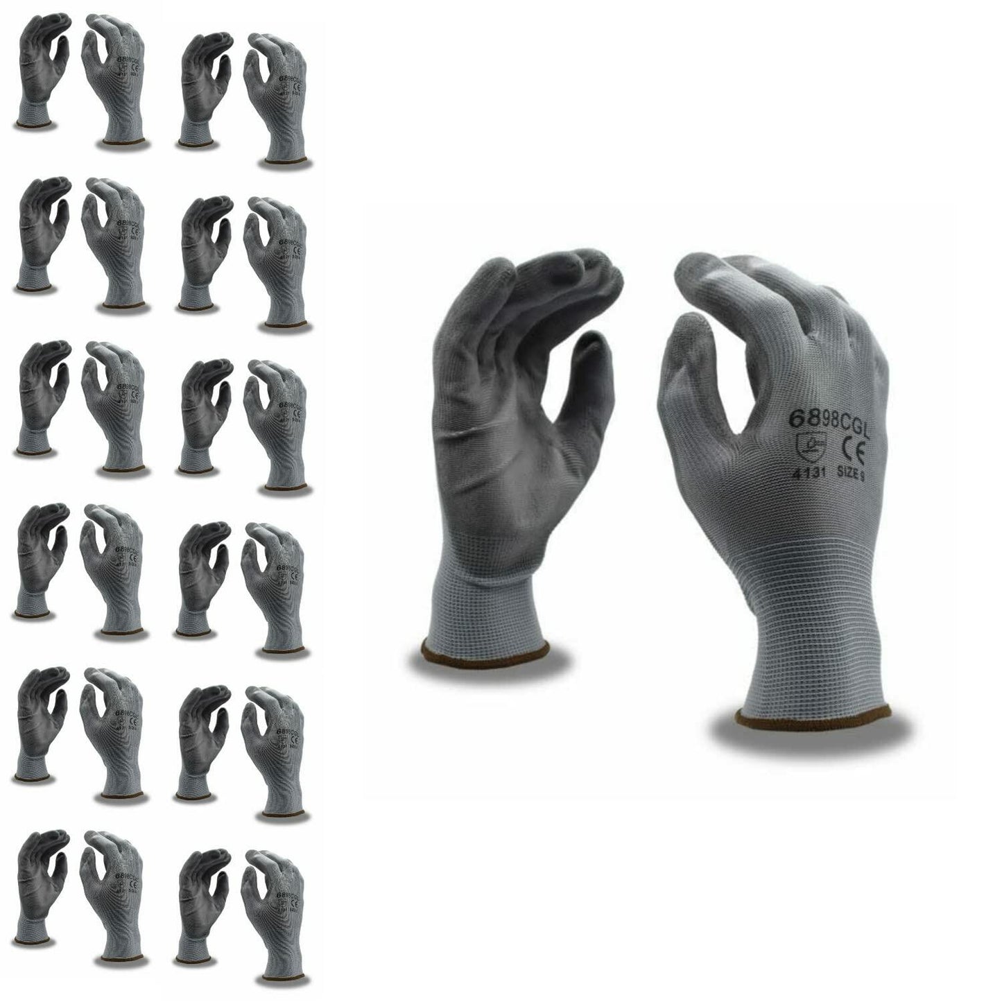 Cordova 6898CGXL Standard Gloves 13-Gauge Gray Polyester Palm Coating 12-Pack XL