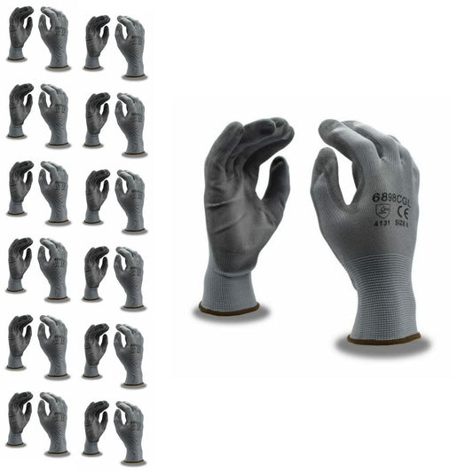 Cordova 6898CGXL Standard Gloves 13-Gauge Gray Polyester Palm Coating 12-Pack XL