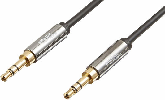 [Like New] Amazon Basics 3.5mm Auxiliary Audio Cable Gold-Plated Plugs 8ft Black