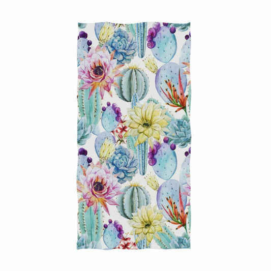 Naanle Tropical Blooming Cactus Guest Hand Towels Leaves Pattern 16x30 Inch
