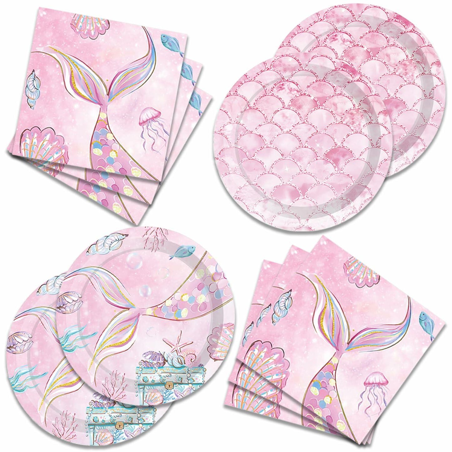 40Pcs Mermaid Themed Party Supplies for Girls Baby Shower Under the Sea Little