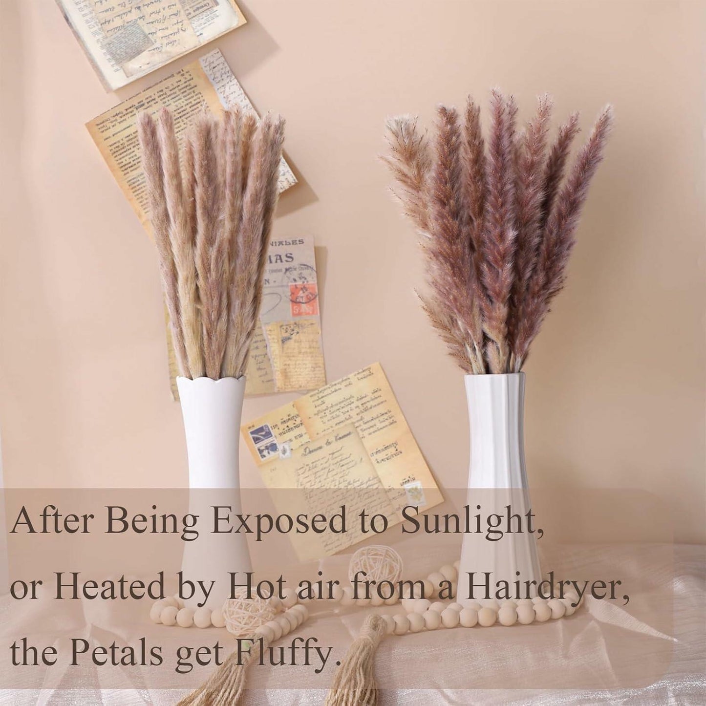 CeiooCei Colorful Pampas Grass Decor 17" White Yellow Light Green Dried