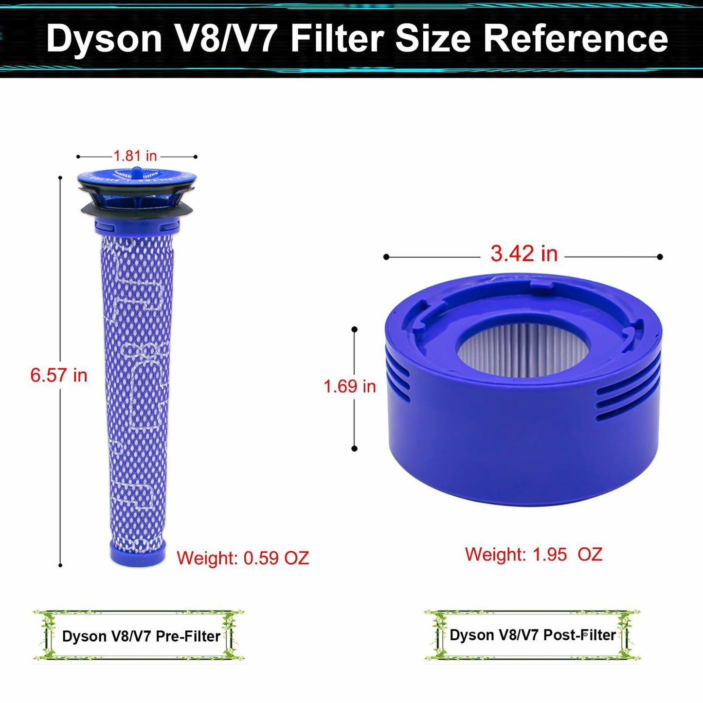 Pdoucgia Vacuum Filter 4 Pack (2 Pre + 2 Post) for Dyson V8 V7 Absolute