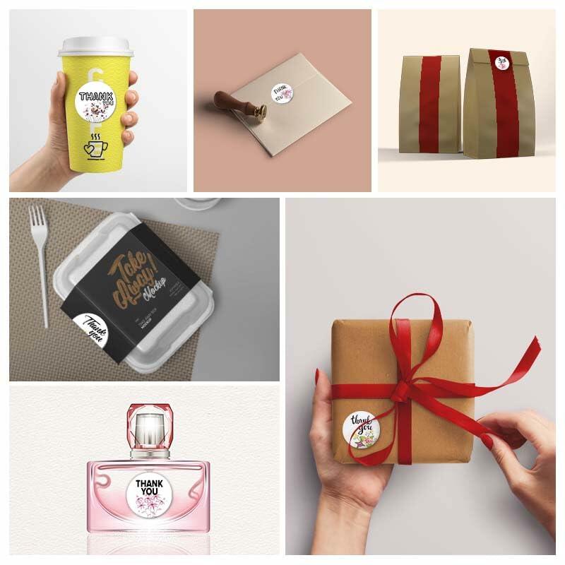 DNYMJBO 500 PCS Thank You Stickers 1 Inch Floral Pattern Designs #A244