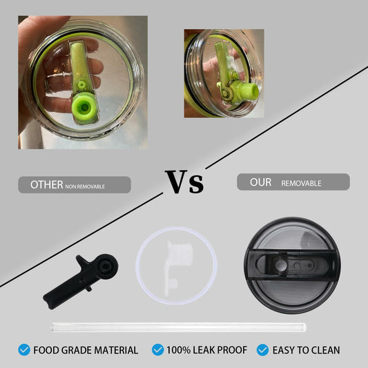 Noliii 2 Pack Flip Straw Lid Replacement for 40oz Stanley Cup Black/Rose