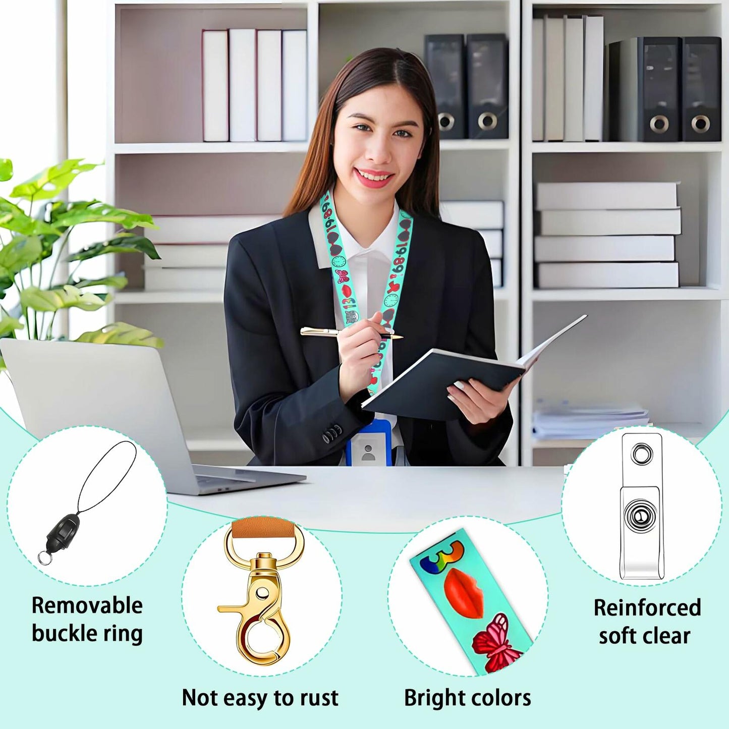 Concert Accessory Set 2-Piece Keychain&Lanyard Lips Guitar Butterfly 13 Graphics