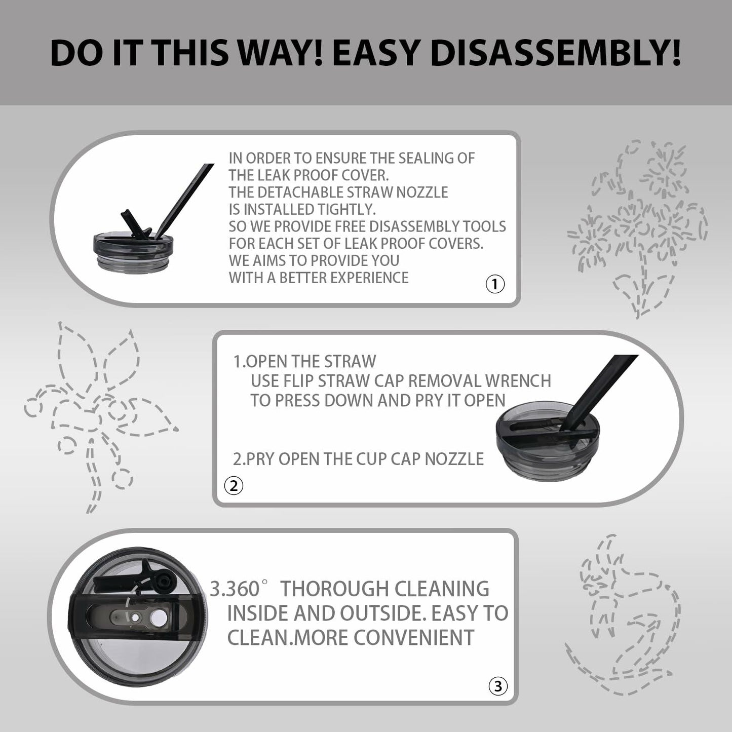 Noliii 2 Pack Flip Straw Lid Replacement for 40oz Stanley Cup Black/Rose