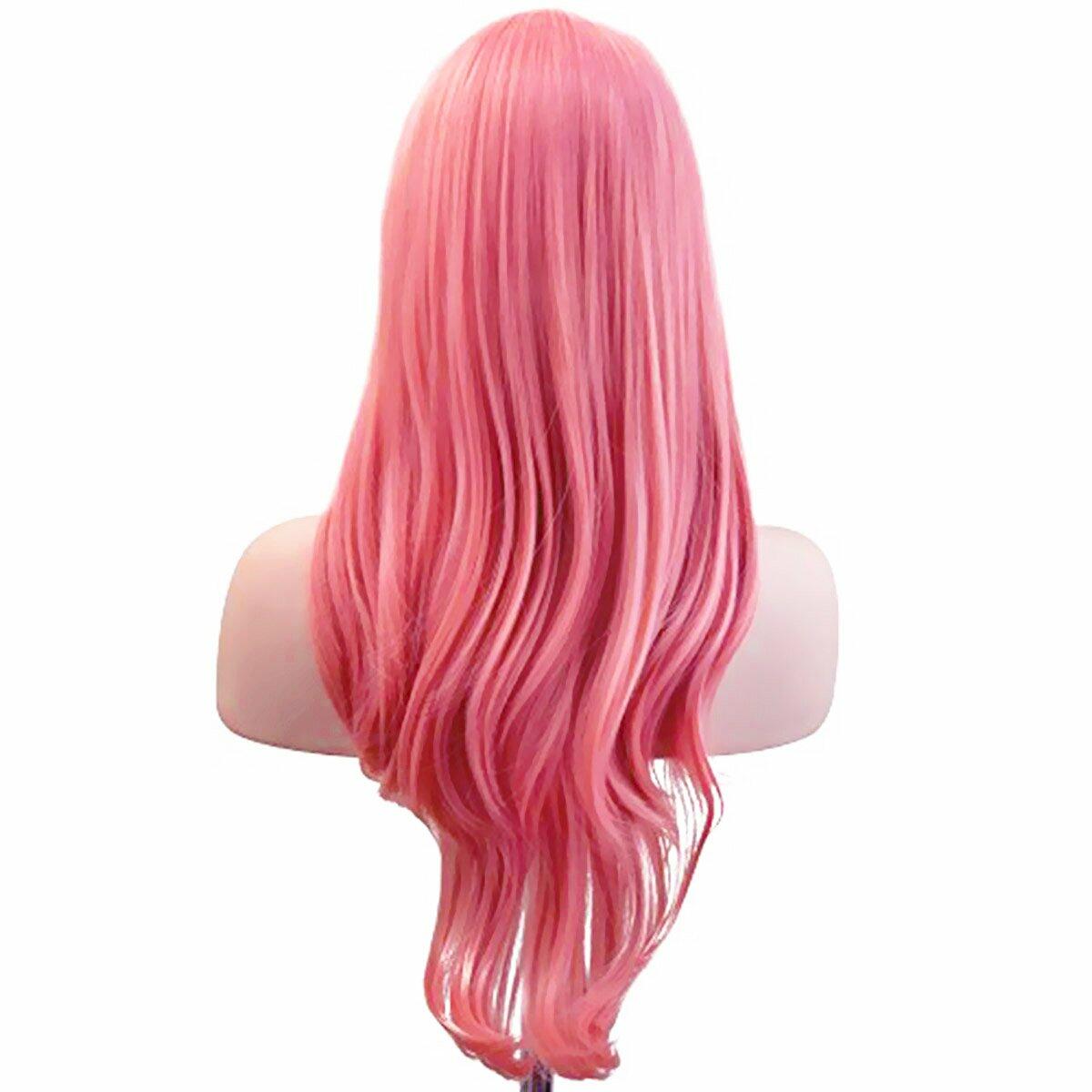 Akstore 28in Fashion Wigs Long Wavy Curly Hair Cosplay Wig Grey Pink