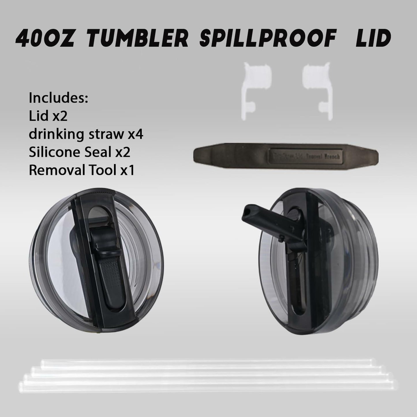 Noliii 2 Pack Flip Straw Lid Replacement for 40oz Stanley Cup Black/Rose