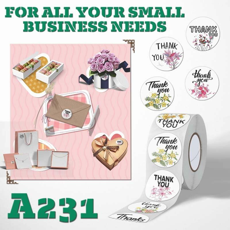 DNYMJBO 500 PCS Thank You Stickers 1 Inch Floral Pattern Designs #A244