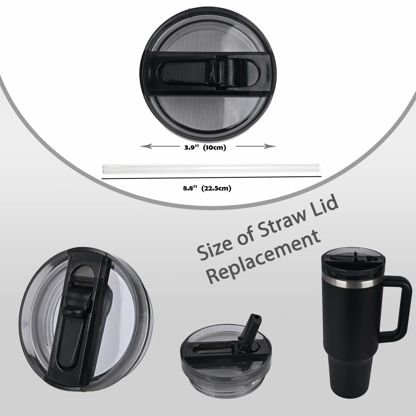 Noliii 2 Pack Flip Straw Lid Replacement for 40oz Stanley Cup Black/Rose