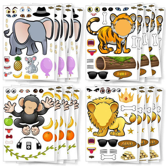 PartyNow Safari Animals Stickers 24-Pack Multicolor Waterproof Paper Kids