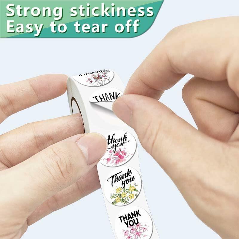 DNYMJBO 500 PCS Thank You Stickers 1 Inch Floral Pattern Designs #A244