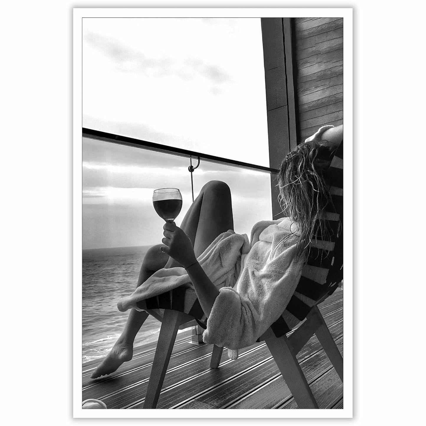 Retro Black & White Woman Wall Art Miami Beach Aesthetic Canvas Print 8x10