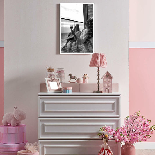 Retro Black & White Woman Wall Art Miami Beach Aesthetic Canvas Print 8x10