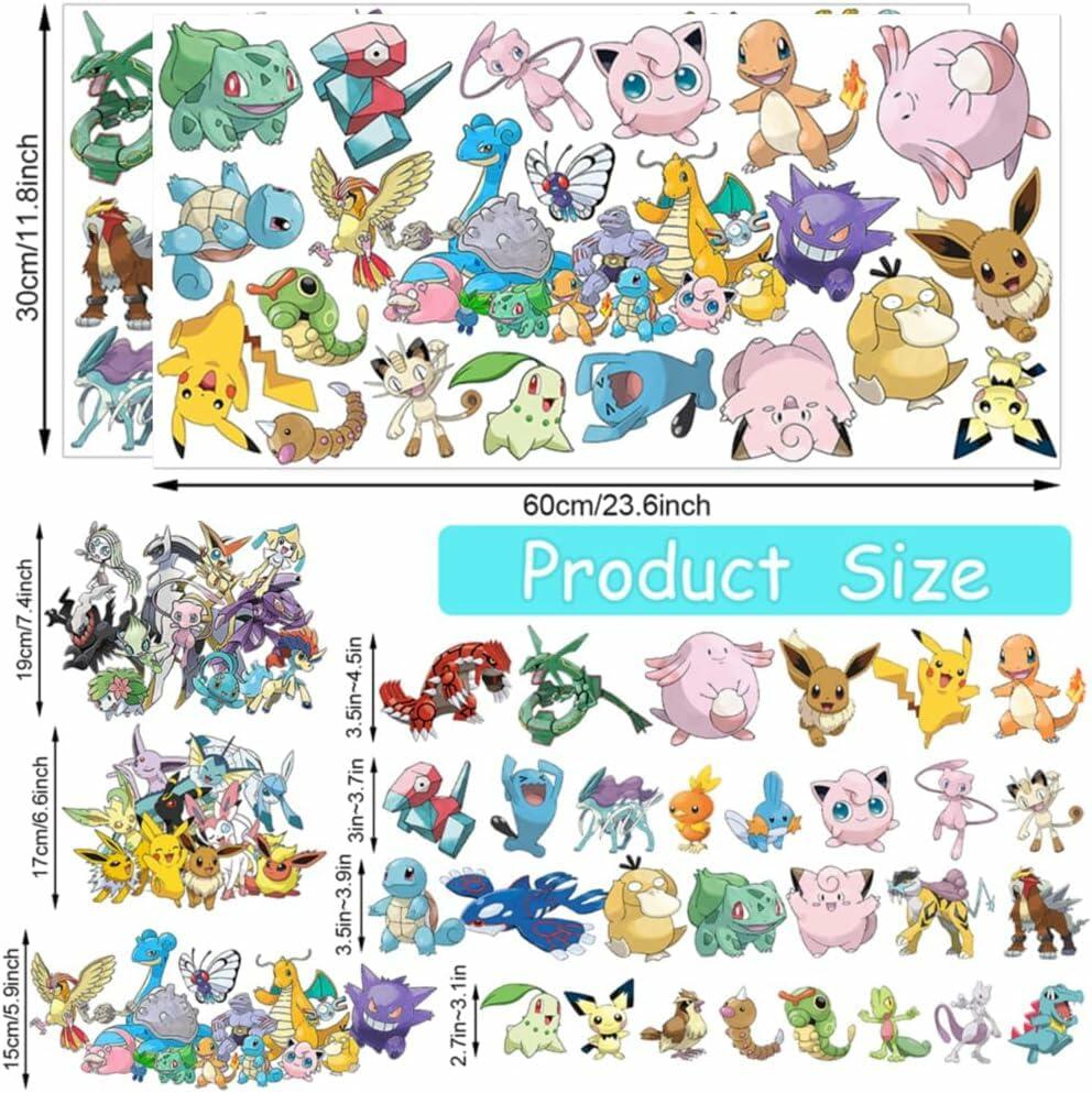 YANEALE Anime Wall Decals 36 Pcs Large Waterproof Removable Cartoon B Stickers