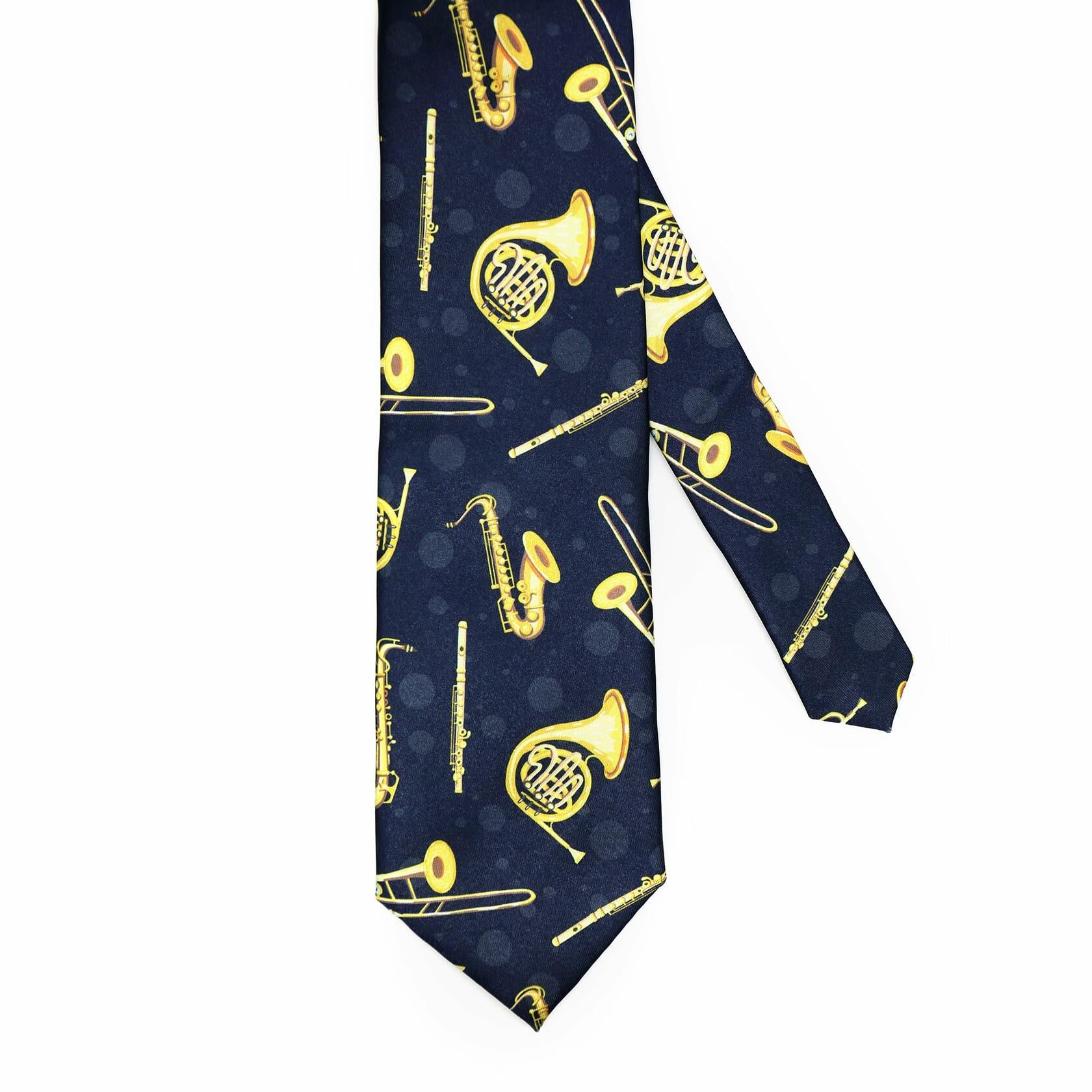 Yrassio Musical Instruments Tie Trumpet Saxophone Novelty Skinny Necktie