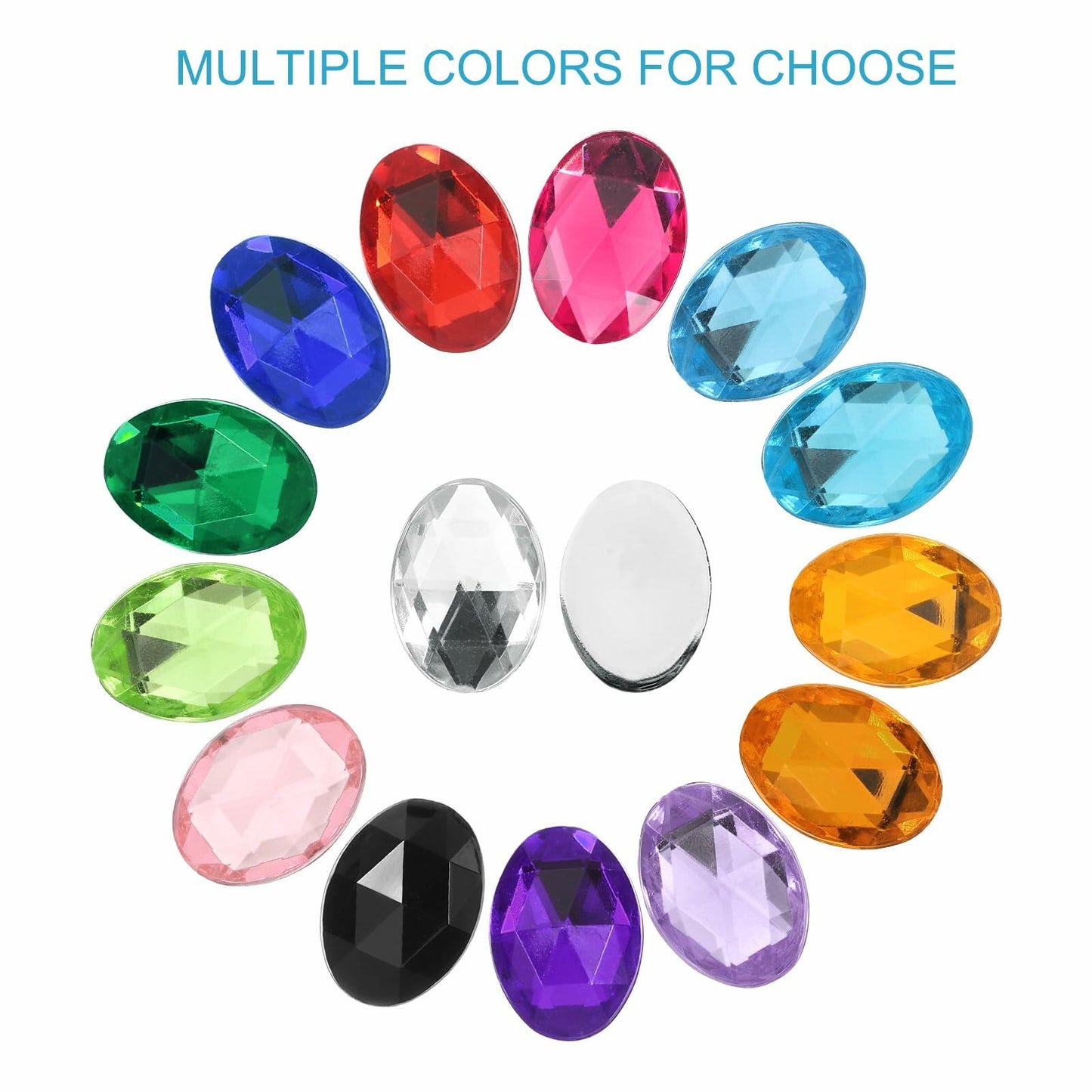 Uxcell 500pcs Oval Flatback Acrylic Rhinestones 18x13mm Light Green