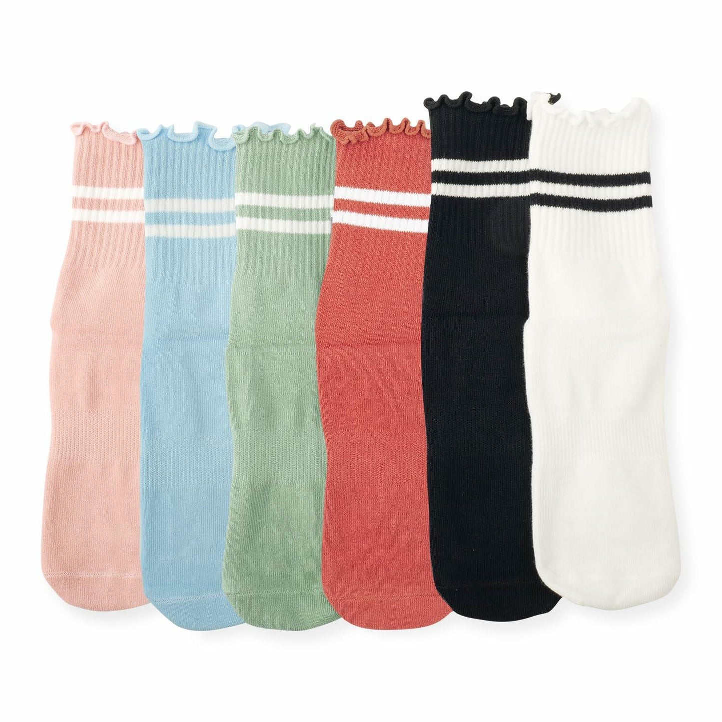 Nymmoata Women's Ruffle Pilates Socks 6 Pairs Non-Slip Cotton Set 1