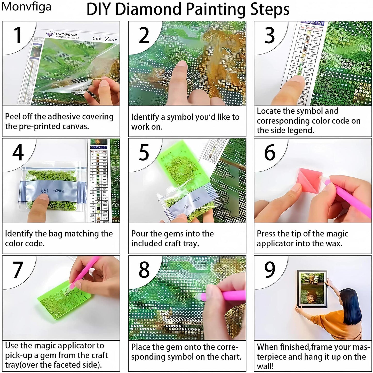 Gblkbhl 5D Diamond Art Painting Kit Full Drill Cartoon 12x16 Wall Decor