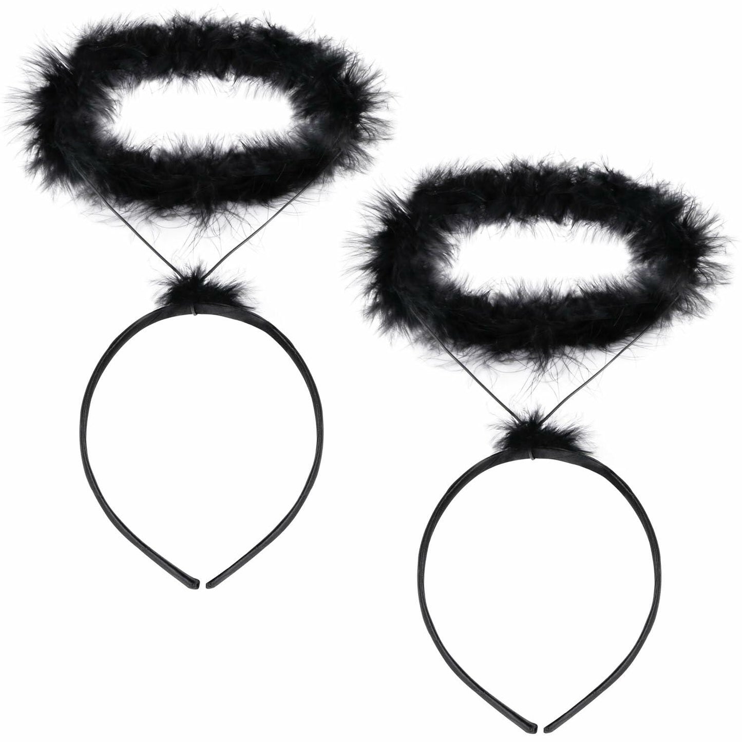 UNIME 2 Pack Feather Angel Halo Headbands Black 14x11.5cm Halloween