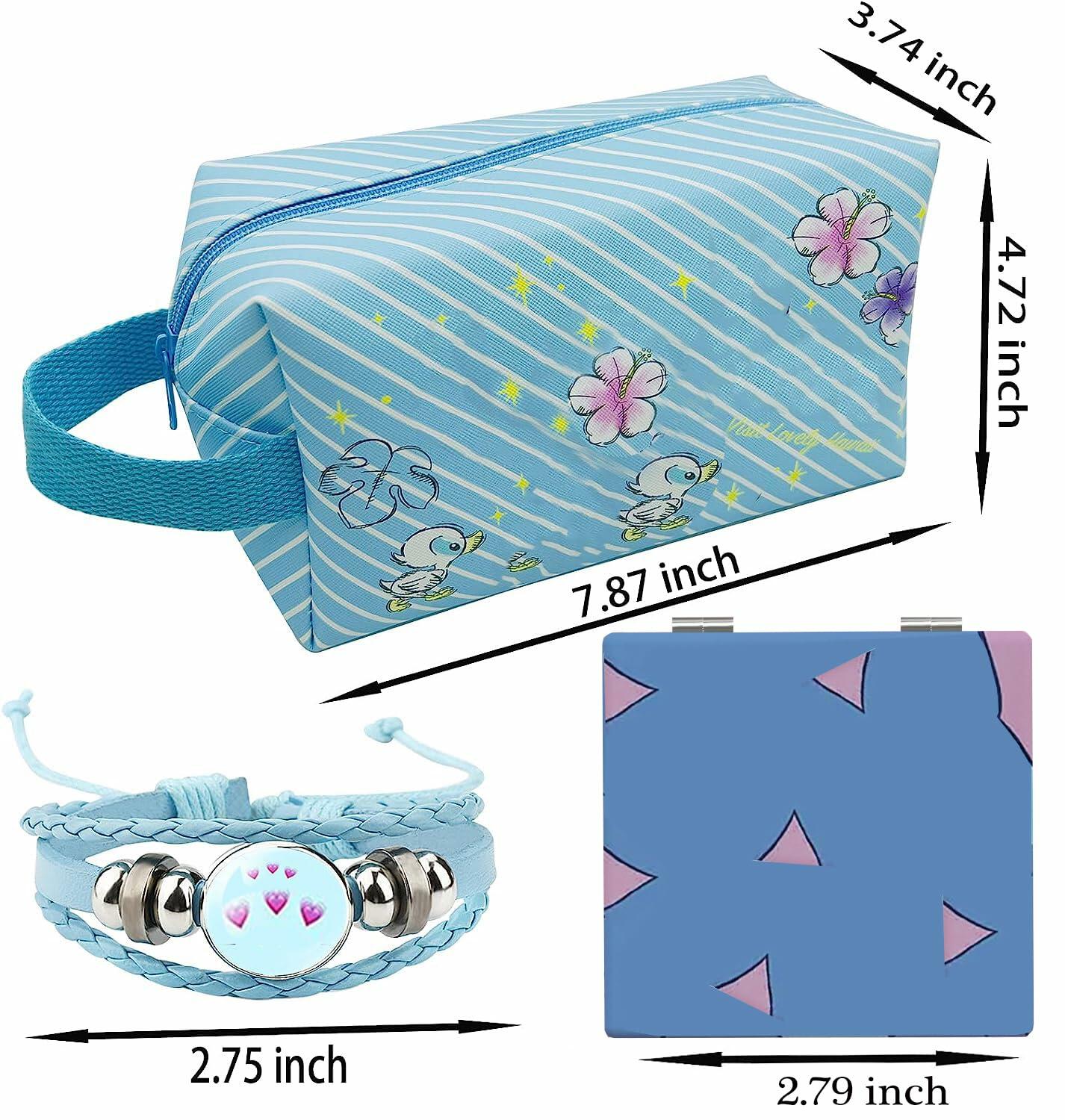 LOYEJEGL Foldable Travel Cosmetic Makeup Bag Blue PU