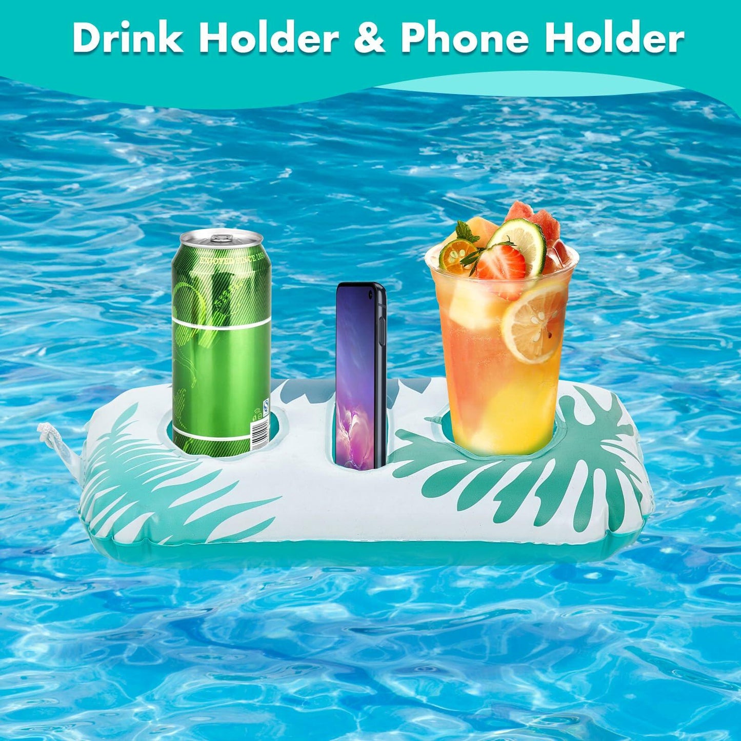 JAZGROM Pool Floats Adult Inflatable Lounger Blue Adjustable Backrest Cup Holder