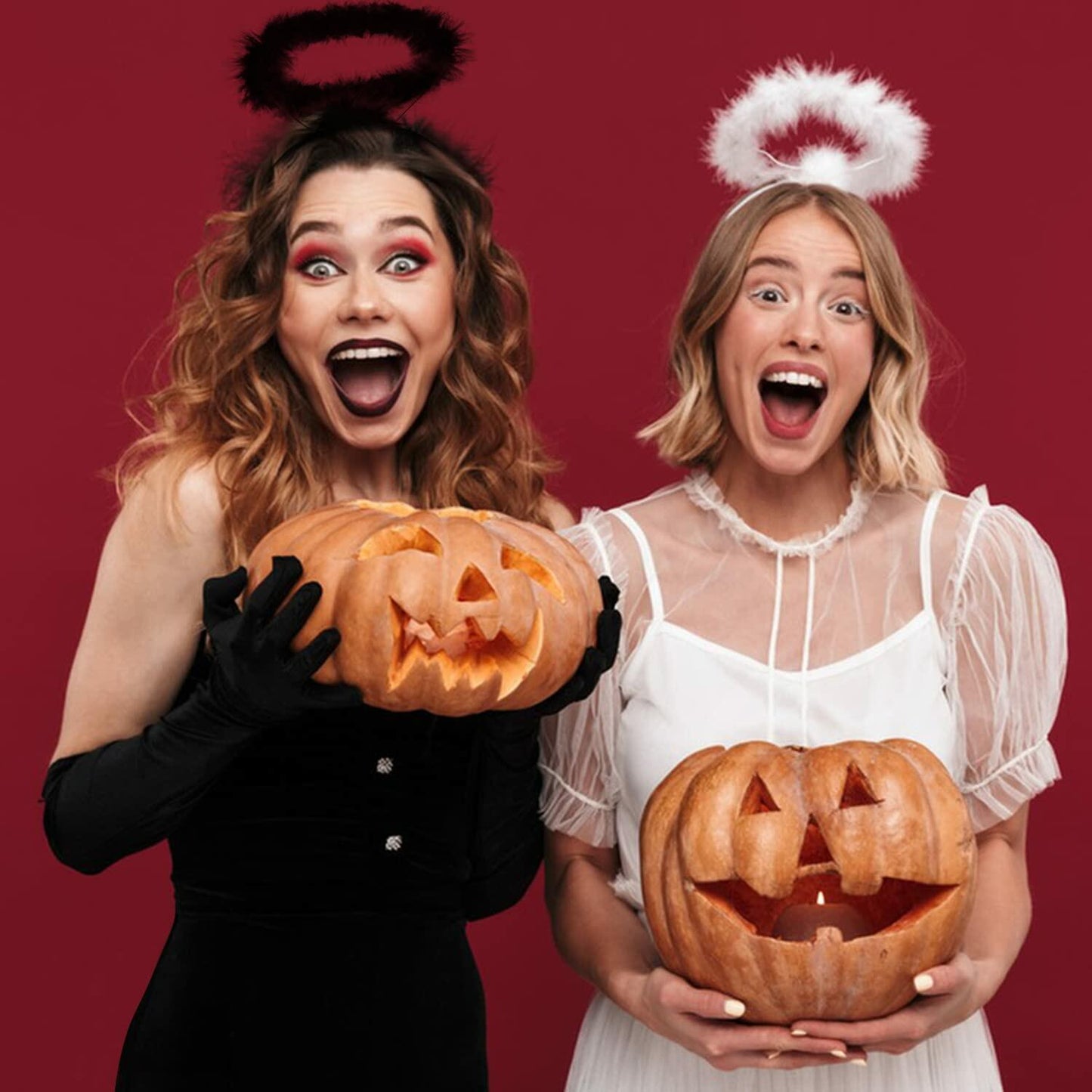 UNIME 2 Pack Feather Angel Halo Headbands Black 14x11.5cm Halloween