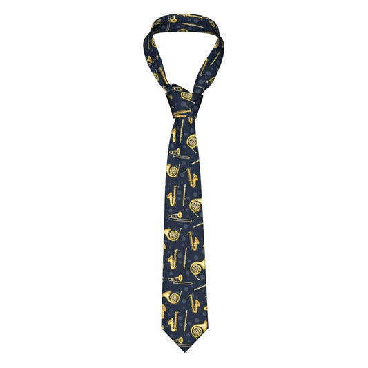 Yrassio Musical Instruments Tie Trumpet Saxophone Novelty Skinny Necktie