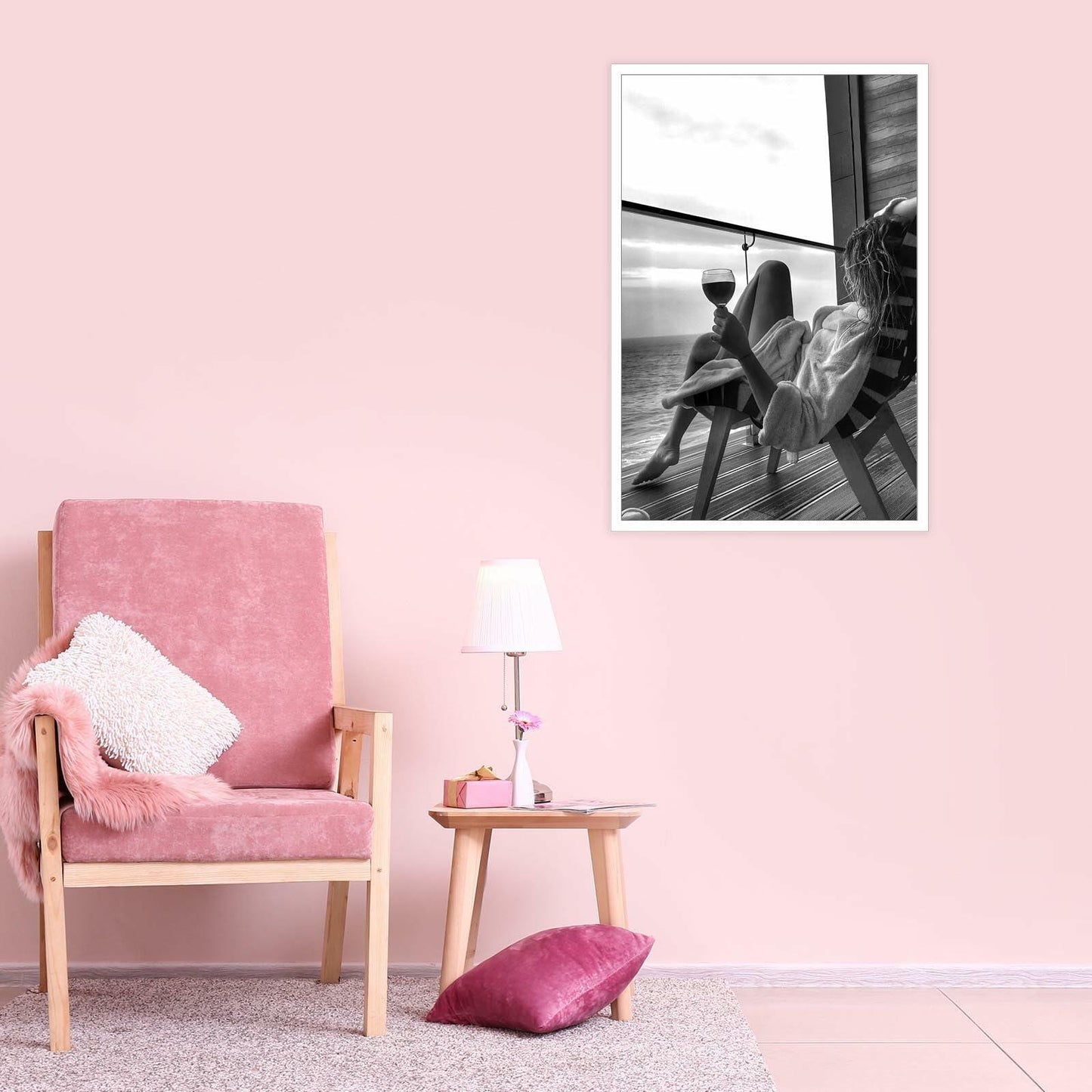 Retro Black & White Woman Wall Art Miami Beach Aesthetic Canvas Print 8x10