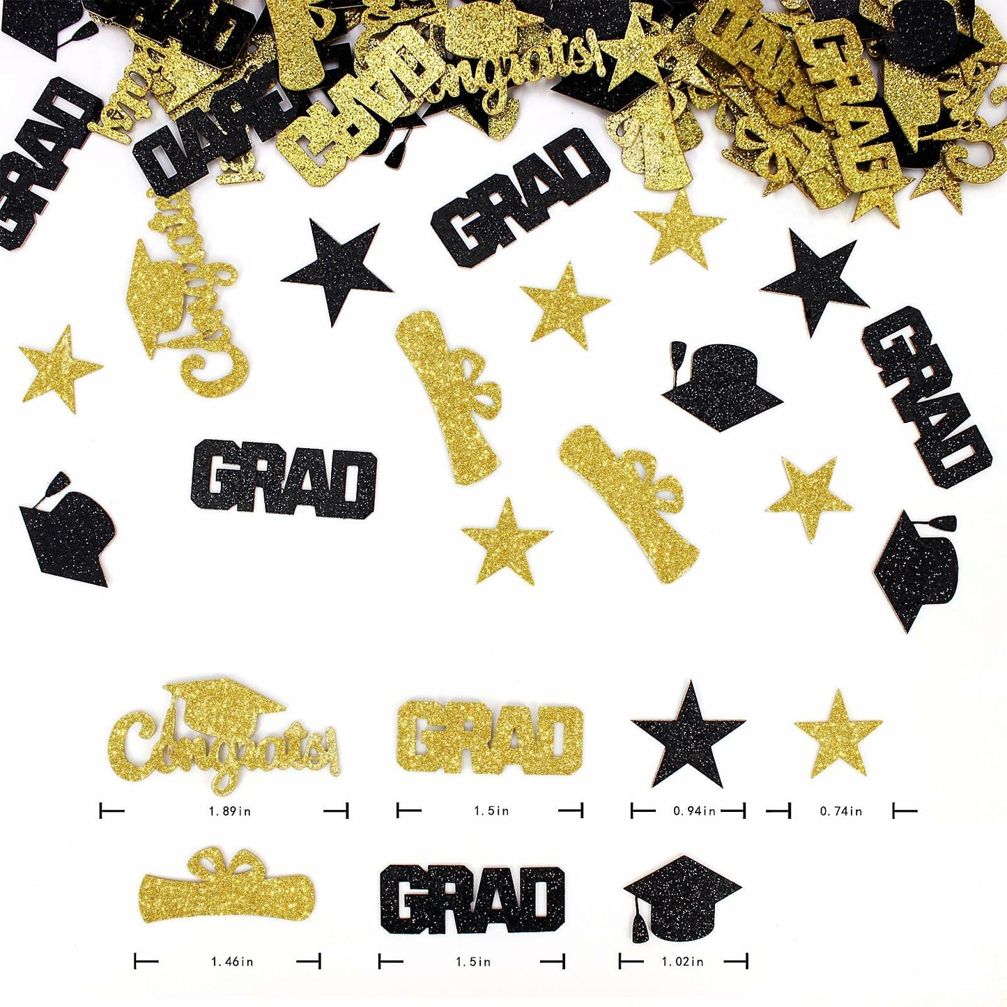 Vofrise 200pcs Blue Gold 2025 Graduation Confetti Cap Star Table Decor