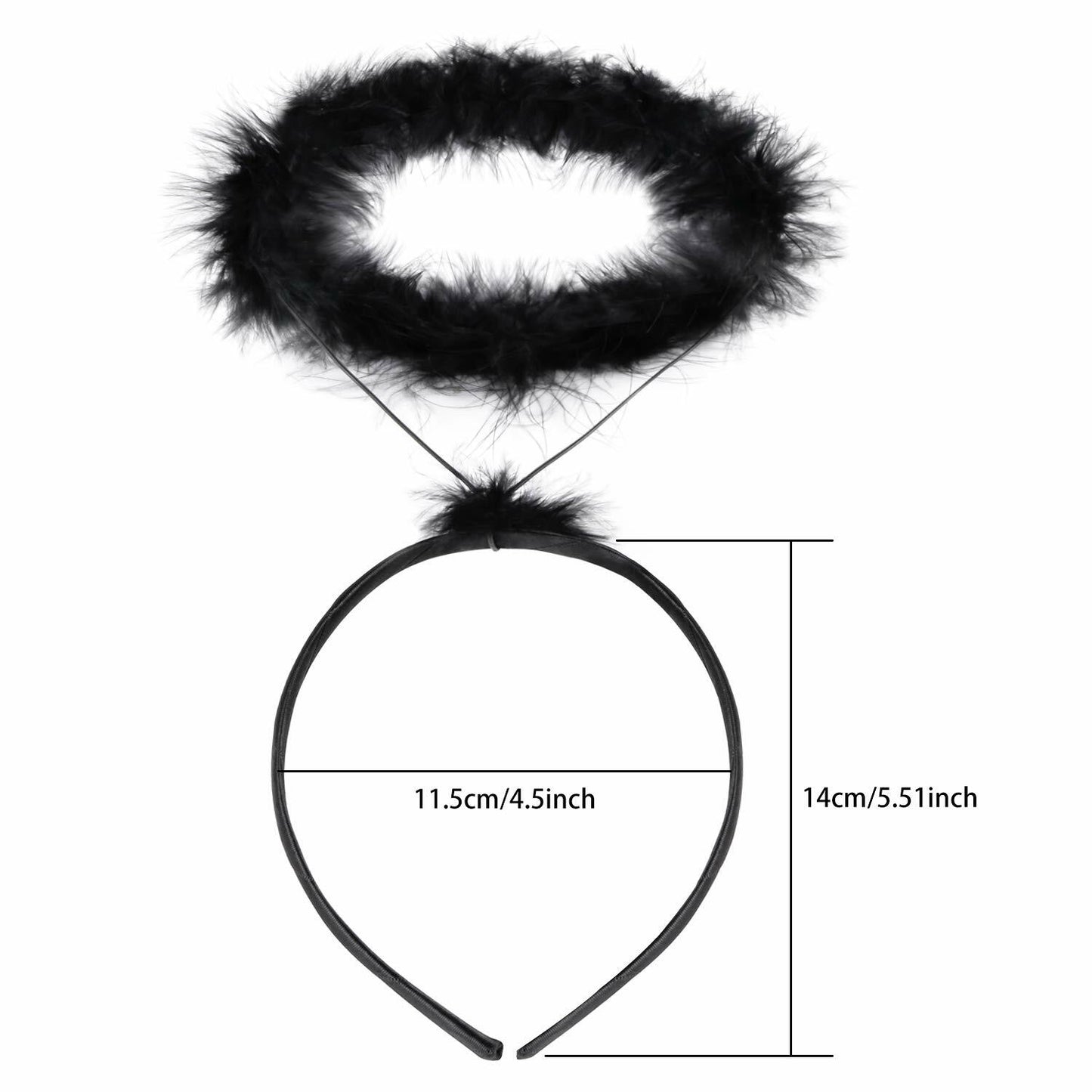 UNIME 2 Pack Feather Angel Halo Headbands Black 14x11.5cm Halloween