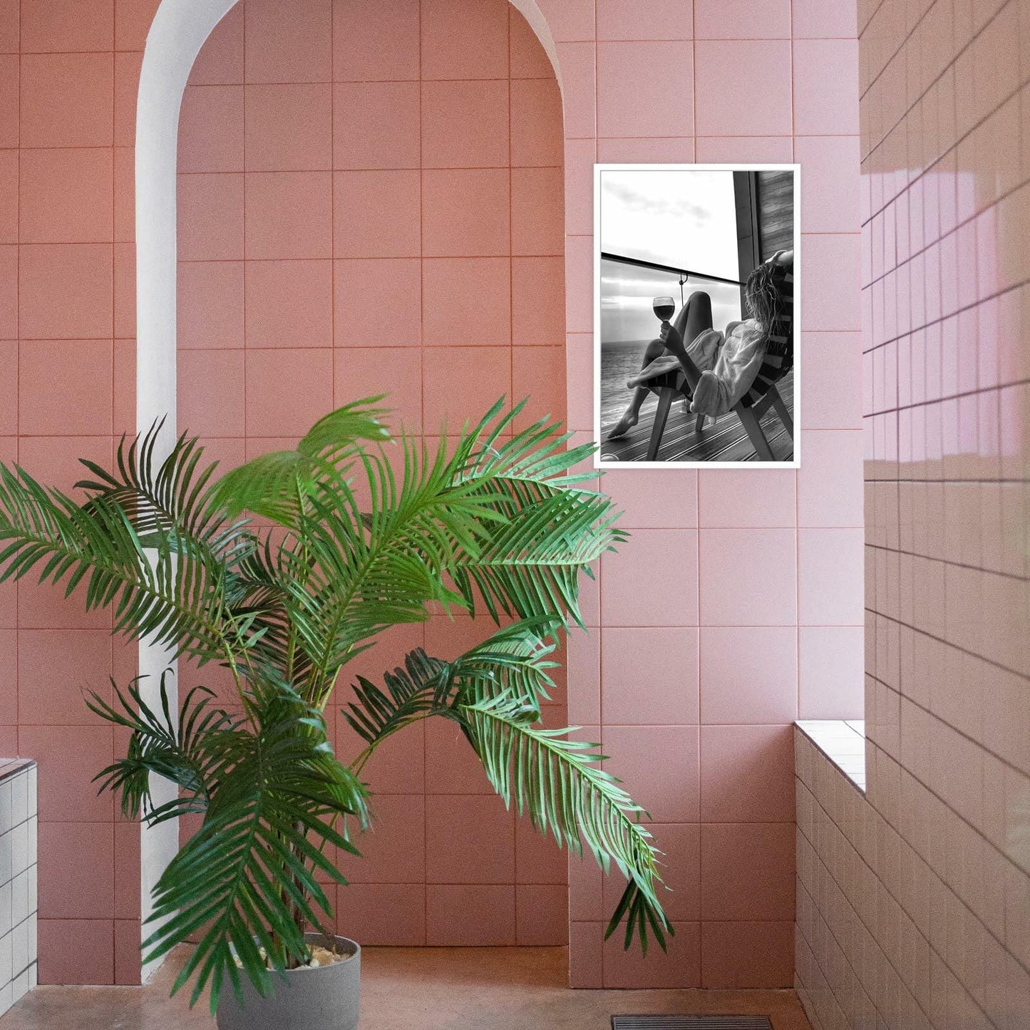 Retro Black & White Woman Wall Art Miami Beach Aesthetic Canvas Print 8x10