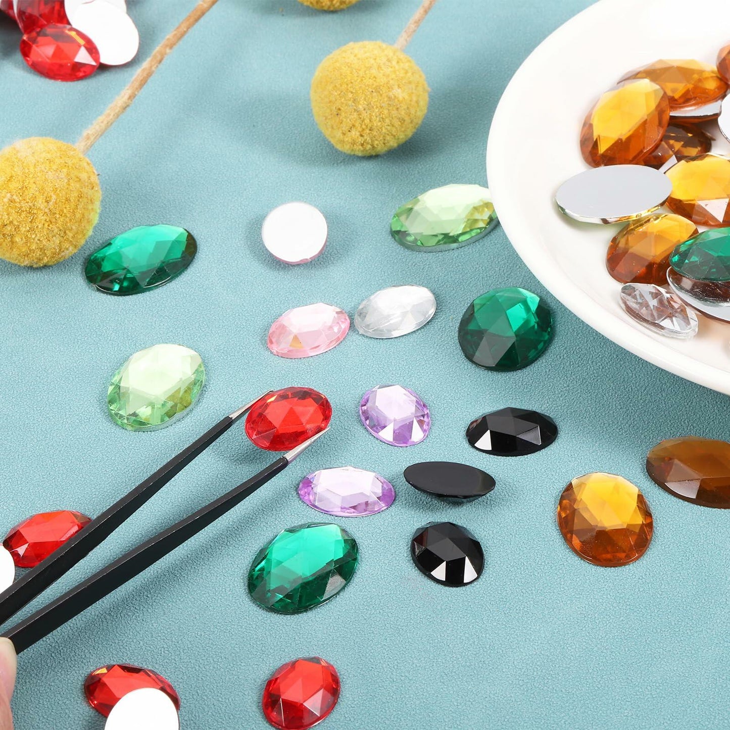 Uxcell 500pcs Oval Flatback Acrylic Rhinestones 18x13mm Light Green